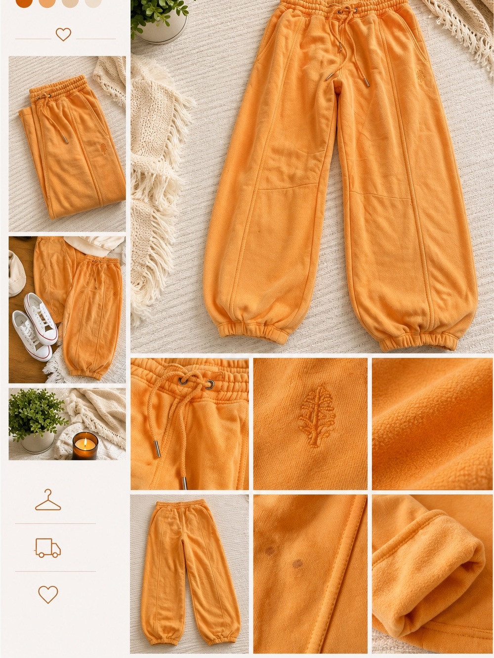 Free people Orange Elastic-Waist Jogger Pants
